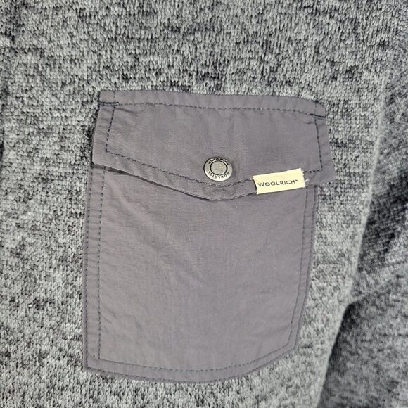 Woolrich gray 1/4 snap pullover fleece sweatshirt jacket mens Large - Picture 4 of 10